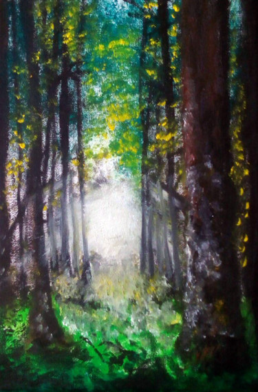 Pintura titulada "Alba nel bosco" por Mark Matta, Obra de arte original, Oleo