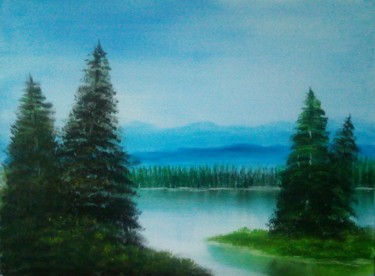 Schilderij getiteld "Lago" door Mark Matta, Origineel Kunstwerk, Olie