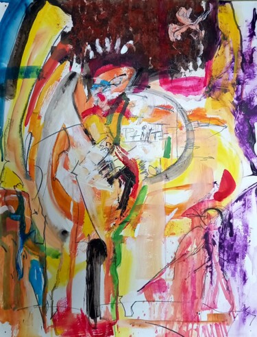 Painting titled "Mapa 2 Young Indian…" by Mark Peintre, Original Artwork, Acrylic