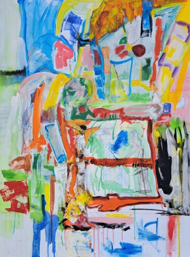 Картина под названием "En L jardín" - Mark Peintre, Подлинное произведение искусства, Акрил Установлен на Деревянная рама дл…