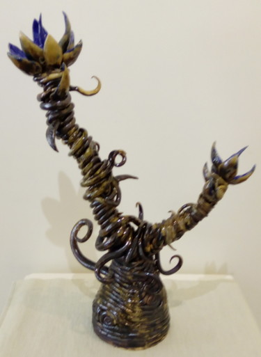 Sculpture titled "Purple Lotus" by Mark Raymond Majchrzak, Original Artwork, Ceramics
