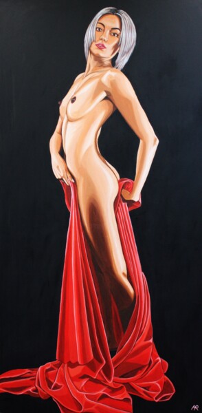 Schilderij getiteld "Scarlet" door Mark Roberts, Origineel Kunstwerk, Acryl