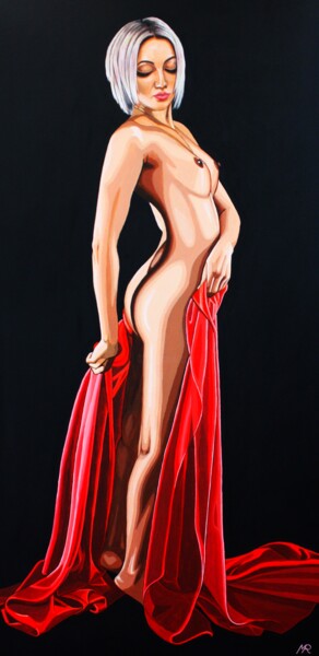 Painting titled "Scarlet II" by Mark Roberts, Original Artwork, Acrylic Mounted on Wood Stretcher frame