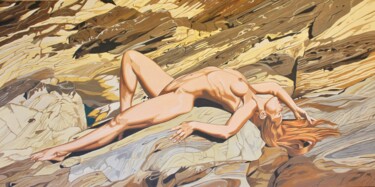 Malerei mit dem Titel "On the Rocks" von Mark Roberts, Original-Kunstwerk, Acryl Auf Keilrahmen aus Holz montiert