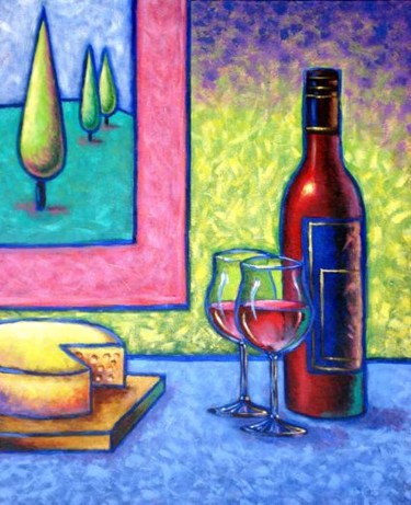 Painting titled "wine" by Markantonio, Original Artwork, Oil