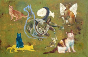 Painting titled "Cats" by Markantonio, Original Artwork, Oil