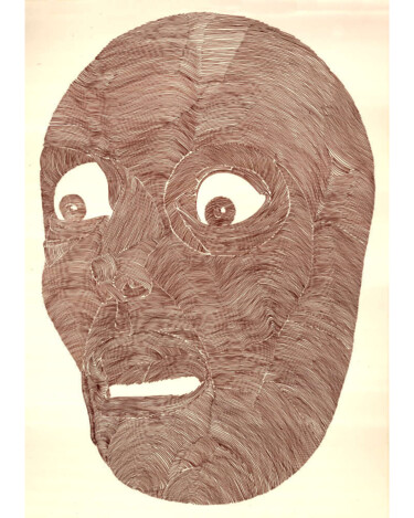 Tekening getiteld "striped face" door Mark Dalderup, Origineel Kunstwerk, Marker