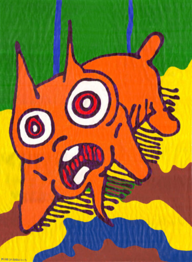 Painting titled "Panic dog" by Mark Dalderup, Original Artwork, Acrylic