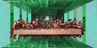 Artes digitais intitulada "4-last-supper-engra…" por Michael Schwahn, Obras de arte originais, Pintura digital
