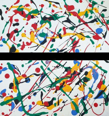 Painting titled "Colours Double" by Marco Sergio Fassiotti, Original Artwork, Enamel