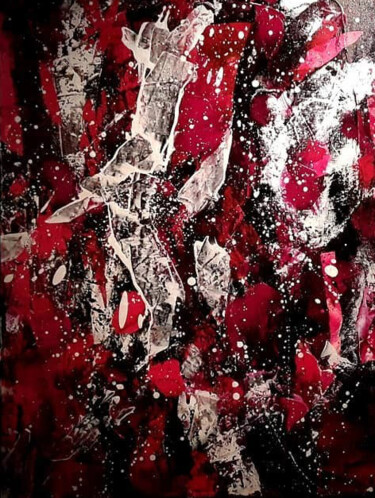 Painting titled "Deep Red" by Markicevic, Original Artwork, Acrylic Mounted on Wood Stretcher frame