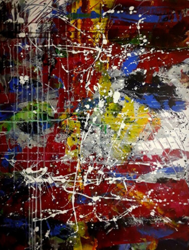 Schilderij getiteld "United Colors" door Markicevic, Origineel Kunstwerk, Acryl Gemonteerd op Frame voor houten brancard