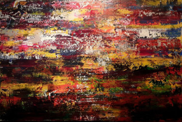 Painting titled "Abstract Horizon Su…" by Markicevic, Original Artwork, Acrylic Mounted on Wood Stretcher frame