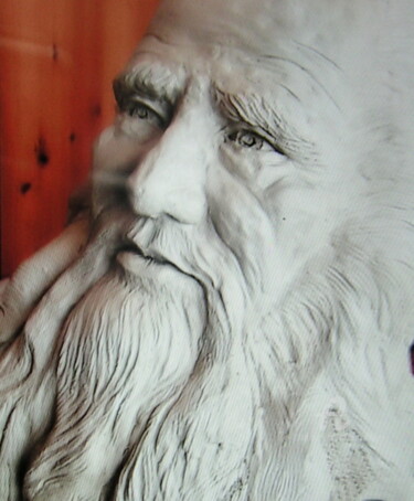 Sculpture titled "Leonardo da Vinci" by Marko Anna, Original Artwork, Clay
