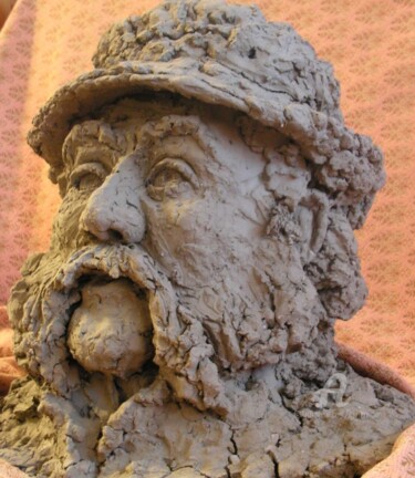 Sculpture titled "Weteran" by Marko Anna, Original Artwork, Clay