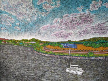 Painting titled "Island Series #13" by Maria Kozyrenko, Original Artwork, Pastel