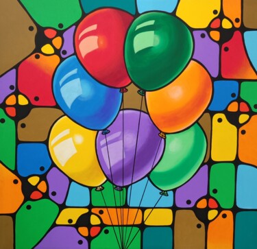 Painting titled "*Palloncini colorat…" by Markus, Original Artwork, Acrylic