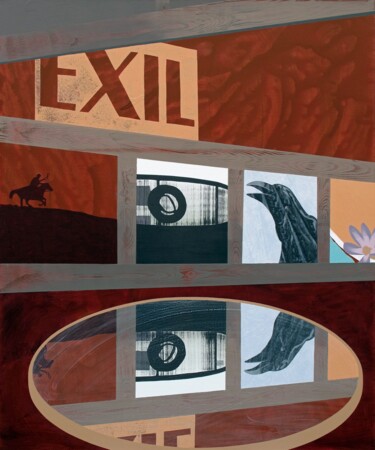 Painting titled "EXIL" by Markus Honerla, Original Artwork, Lacquer Mounted on Wood Stretcher frame
