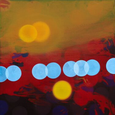 Картина под названием "Lichter XLIV" - Markus Honerla, Подлинное произведение искусства, лак Установлен на Деревянная рама д…