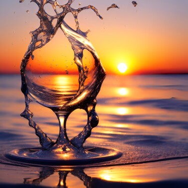 Digitale Kunst mit dem Titel "Sunset splash" von Markus Lang, Original-Kunstwerk, Digitale Fotografie