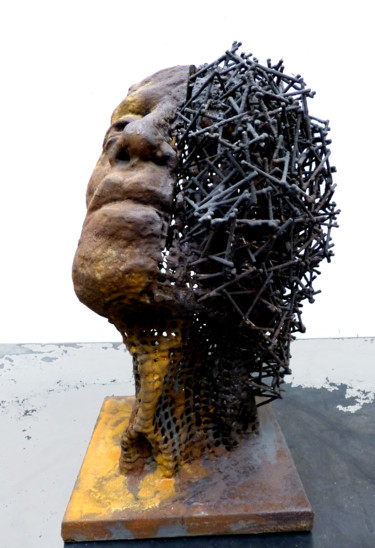 Sculpture intitulée "face-obscure-iii.jpg" par Markus Nine, Œuvre d'art originale
