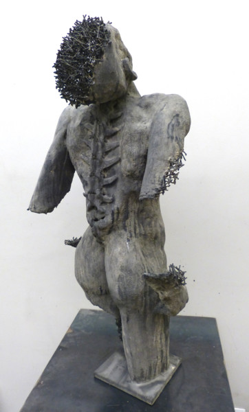 Sculpture intitulée "face-obscure-iv-dos…" par Markus Nine, Œuvre d'art originale