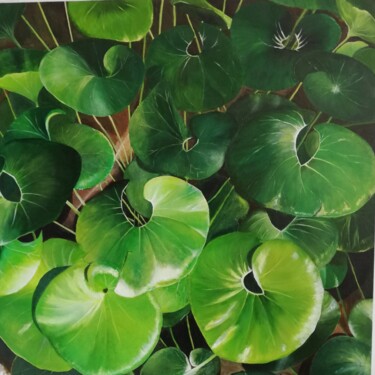 Schilderij getiteld "hojas" door Marleen, Origineel Kunstwerk, Olie