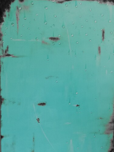 Painting titled "green panel with wa…" by Marleen, Original Artwork, Acrylic