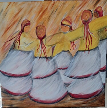 Peinture intitulée "les danseuses de Fez" par Marleen, Œuvre d'art originale, Huile Monté sur Châssis en bois