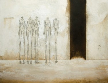 Pittura intitolato "the line up" da Marleen Pauwels, Opera d'arte originale, Acrilico