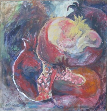 Painting titled "Prosperity Pomegran…" by Marlen Ferrer, Original Artwork, Oil