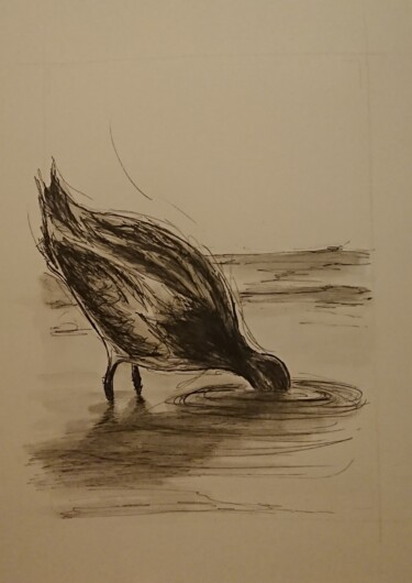 "Oiseau" başlıklı Resim Marlène Bonnaffé tarafından, Orijinal sanat, Mürekkep