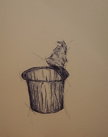 Tekening getiteld "Pot yaourt" door Marlène Bonnaffé, Origineel Kunstwerk, Inkt