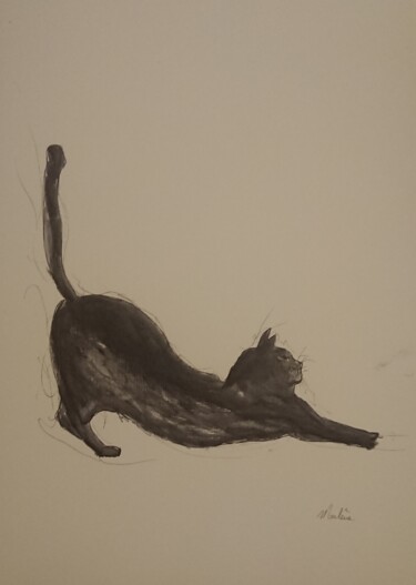 Dessin intitulée "Chat !" par Marlène Bonnaffé, Œuvre d'art originale, Encre