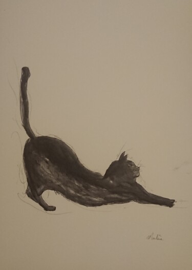 Drawing titled "Chat !" by Marlène Bonnaffé, Original Artwork, Ink