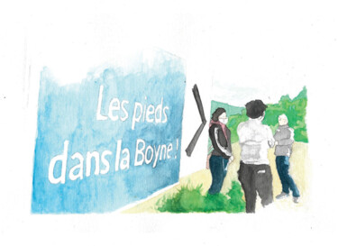 Картина под названием "Les Pieds dans la B…" - Marlène Chauveau, Подлинное произведение искусства, Акварель