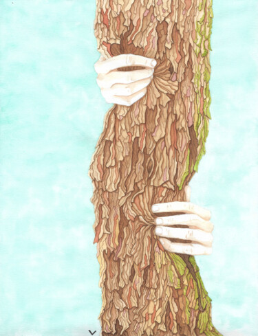 Картина под названием "Emprise" - Marlène Chauveau, Подлинное произведение искусства, Акварель Установлен на Деревянная пане…