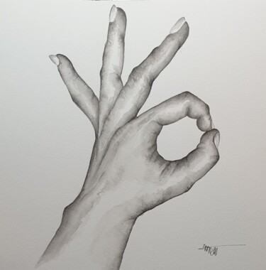 Картина под названием "Signes" - Marlène Del Tin, Подлинное произведение искусства, Акварель