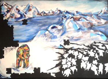 「Fonte des glaces」というタイトルの絵画 Marlène Dunoによって, オリジナルのアートワーク, アクリル ウッドストレッチャーフレームにマウント