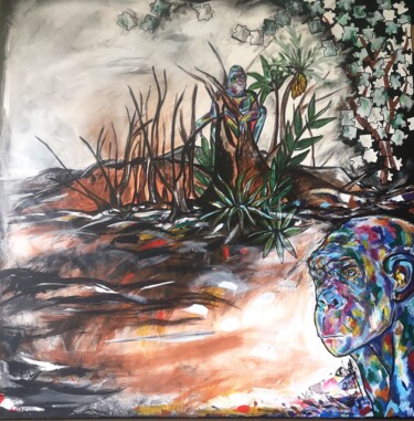Painting titled "Déforestation" by Marlène Duno, Original Artwork, Acrylic Mounted on Wood Stretcher frame
