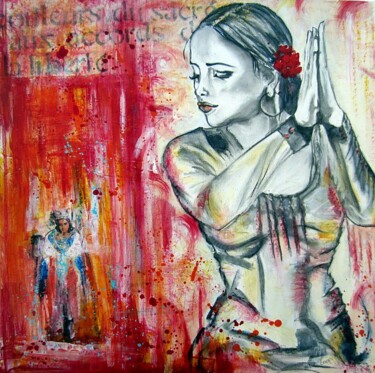 Painting titled "LUCIA" by Marlène Regazzoni (MaOni), Original Artwork, Acrylic Mounted on Wood Stretcher frame