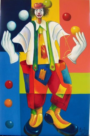 Pintura intitulada "Jogo de palhaços.Me…" por Mario Marlez, Obras de arte originais