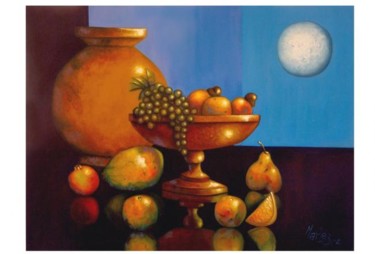 Pintura intitulada "Mesa de frutas" por Mario Marlez, Obras de arte originais