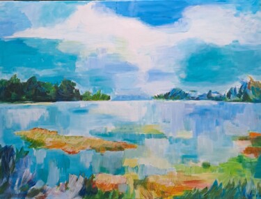 Malerei mit dem Titel "Lago" von Marlies Kort, Original-Kunstwerk, Acryl