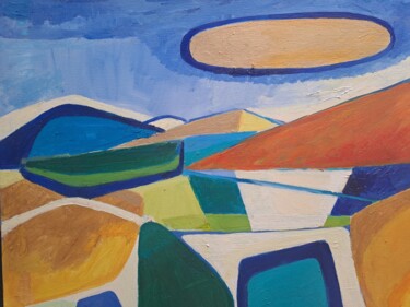 Pintura intitulada "Future landscape" por Marlies Kort, Obras de arte originais, Óleo