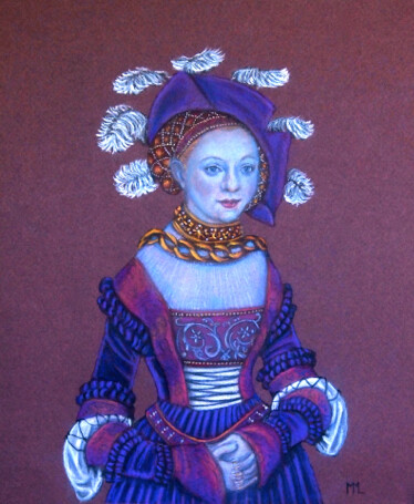 Disegno intitolato "Cranach 2" da Marlies Van Leeuwen, Opera d'arte originale, Matite colorate