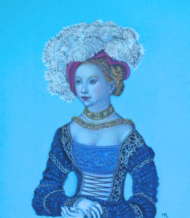 Disegno intitolato "Cranach 6" da Marlies Van Leeuwen, Opera d'arte originale, Matite colorate