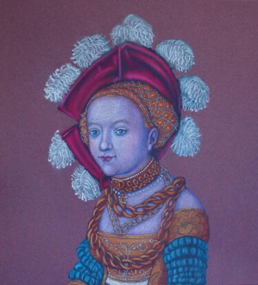 Zeichnungen mit dem Titel "Cranach 1" von Marlies Van Leeuwen, Original-Kunstwerk, Conté-Buntstifte