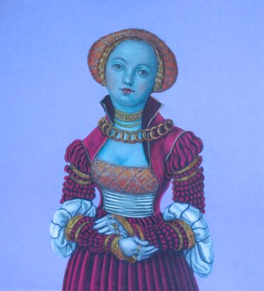 Disegno intitolato "Cranach 5" da Marlies Van Leeuwen, Opera d'arte originale, Matite colorate