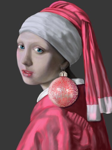 Arte digitale intitolato "Kerstbal" da Marlies Van Leeuwen, Opera d'arte originale, Lavoro digitale 2D